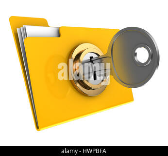 Yellow folder icon with key isolated on white background Stock Photo ...