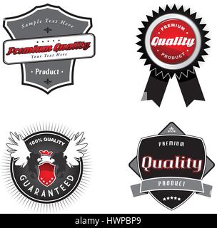 Set of vintage Quality labels. Stock Vector