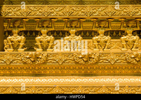 close up Hanuman Ramayana scupture  Golden buddha temple landmark of Bangkla,Chachoengsoa, Thailand Stock Photo