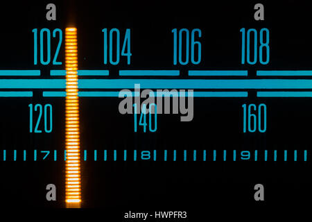 Stereo Vintage Receiver close up . Dial Pointer Stock Photo