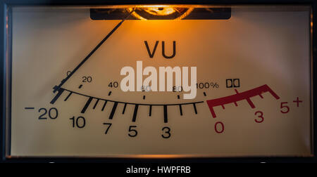VU Meter Of Vintage Cassette Recorder,Macro Photo Stock Photo