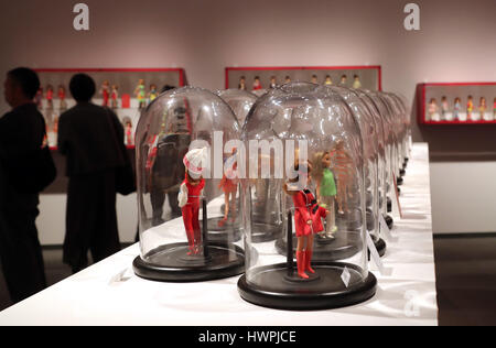 Tokyo, Japan. 22nd Mar, 2017. Vintage Licca-chan dolls are displayed for the Licca-chan dolls exhibition to celebrate the doll's 50th birthday at the Matsuya department store in Tokyo on Wednesday, March 22, 2017. An exhibition of Licca-chan dolls, Japanese toy giant Tomy sold over 60 million units in the world, started here for the 50th anniversary through April 3. Credit: Yoshio Tsunoda/AFLO/Alamy Live News Stock Photo