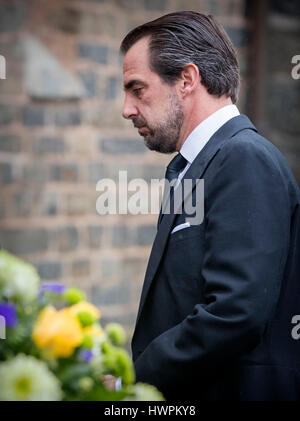 Bad Berleburg, Germany. 21st Mar, 2017. Prince Nikolaos of Greece attends the funeral service of Prince Richard zu Sayn-Wittgenstein-Berleburg at the Evangelische Stadtkirche in Bad Berleburg, Germany, 21 March 2017. Photo: Patrick van Katwijk POINT DE VUE OUT - NO WIRE SERVICE - Photo: Patrick Van Katwijk//dpa/Alamy Live News Stock Photo