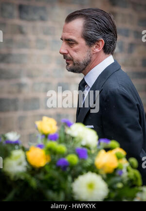 Bad Berleburg, Germany. 21st Mar, 2017. Prince Nikolaos of Greece attend the funeral service of Prince Richard zu Sayn-Wittgenstein-Berleburg at the Evangelische Stadtkirche in Bad Berleburg, Germany, 21 March 2017. Photo: Patrick van Katwijk POINT DE VUE OUT - NO WIRE SERVICE - Photo: Patrick Van Katwijk//dpa/Alamy Live News Stock Photo