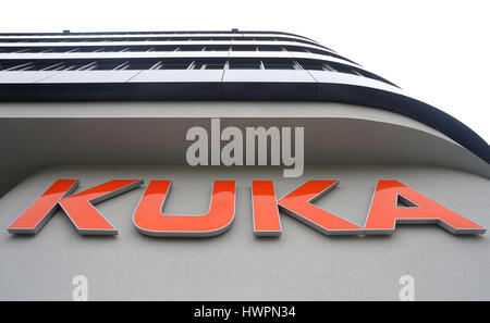 Augsburg, Germany. 22nd Mar, 2017. A Kuka logo seen at the Kuka headquarters in Augsburg, Germany, 22 March 2017. Photo: Karl-Josef Hildenbrand/dpa/Alamy Live News Stock Photo