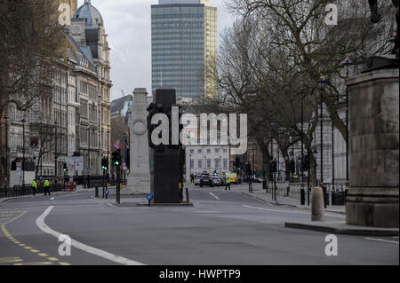London, UK.  22 March 2017. Whitehall is in lockdown amidst reports of a shooting incident that has taken place in the nearby Houses of Parliament. Credit: Stephen Chung / Alamy Live News Stock Photo