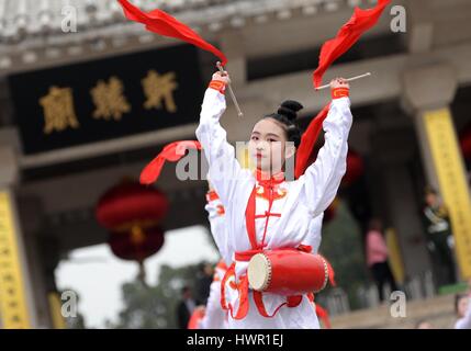 Huangling, China's Shaanxi Province. 4th Apr, 2017. Performers dance ...