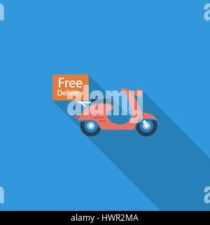 Free Delivery icon. Flat vector related icon with long shadow for web and mobile applications. It can be used as - logo, pictogram, icon, infographic  Stock Vector