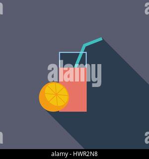 Fruit juice icon. Flat vector related icon with long shadow for web and mobile applications. It can be used as - logo, pictogram, icon, infographic el Stock Vector
