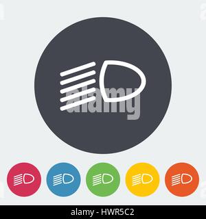 Headlight. Single flat icon on the circle. Vector illustration. Stock Vector