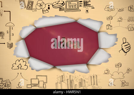 Composite image of business icons against pink background  3d Stock Photo