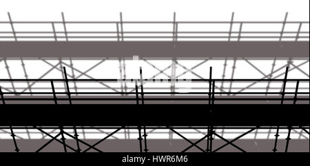 3d up view image of construction scaffolding on white background Stock Photo