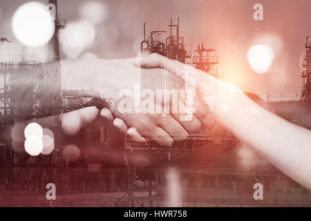 Close-up of a handshake in a bar Stock Photo