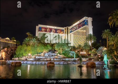 Mirage Hotel Casino at Night - Las Vegas, Nevada, USA Stock Photo