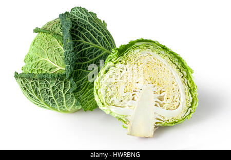 Savoy cabbage isolated on white background with clipping path Stock Photo