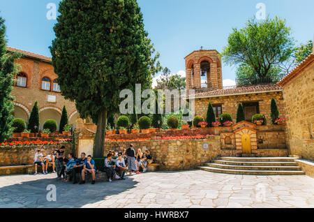 METEORA, GREECE - MAY 25, 2015: The Holy Monastery of Great Meteoron at the complex of Meteora monasteries in Greece Stock Photo