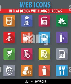 Job web icons in flat design with long shadows Stock Vector