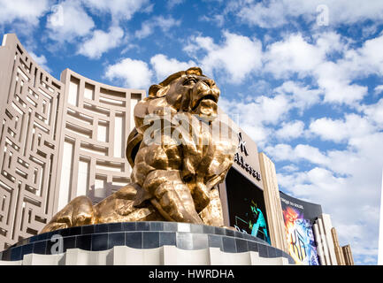 Golden Lion at MGM Grand Hotel and Casino - Las Vegas, Nevada, USA Stock Photo