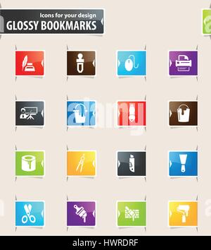 Art tools vector glossy bookmarks for your design Stock Vector