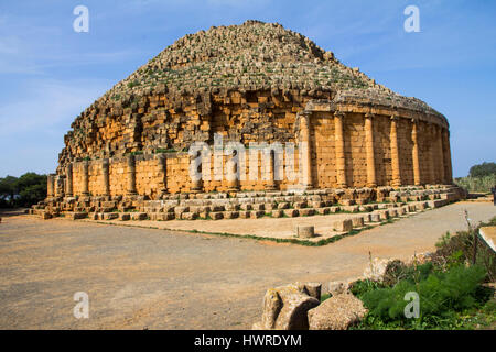 Royal Mausoleum of Mauretania in Algeria, a funerary monument built in 3BC by the King of Mauretania, Juba II, and his Queen Cleopatra Selene II. Stock Photo