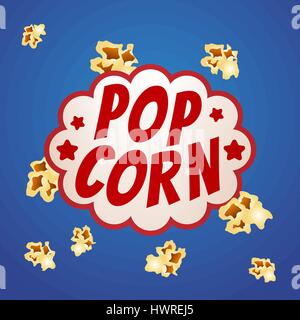 Pop corn sign logo vintage poster, vector illustration Stock Vector