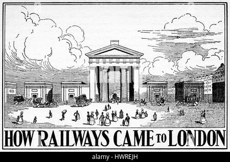 How railways came to London, 19th century illustration Stock Photo