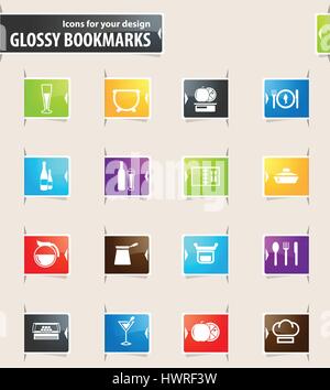 Food and kitchen vector bookmark icons for your design Stock Vector