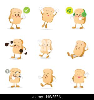 Collection of bread cartoon vector illustration eps 10 Stock Vector