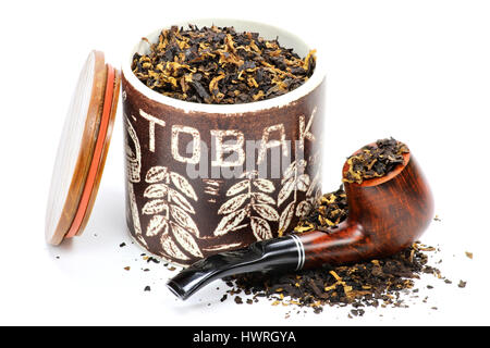 briar pipe with tobacco isolated on white background Stock Photo