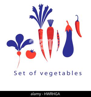 Graphic set of different vegetables on a white background Stock Vector