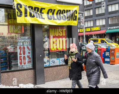 A RadioShack store in the Chelsea neighborhood in New York in Saturday, March 18, 2017 . After filing a second time for Chapter 11 bankruptcy protection RadioShack will close 552 stores, roughly 36% of its locations. (© Richard B. Levine) Stock Photo