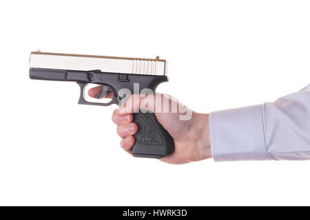 Stock Photo - Hand holding gun isolated on white Stock Photo