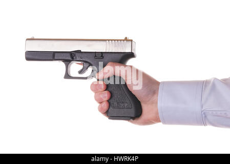 Stock Photo - Hand holding gun isolated on white Stock Photo