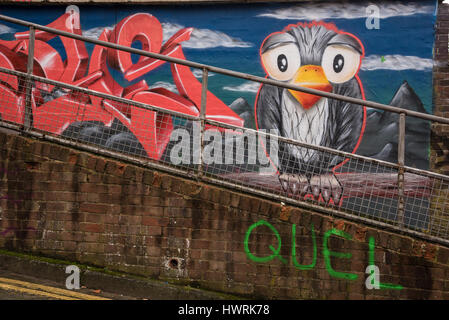 Owl Graffiti on a Brighton wall Stock Photo