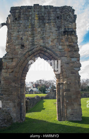 Basingwerk Abbey historic ruins in Greenfield, near Holywell North Wales. Stock Photo