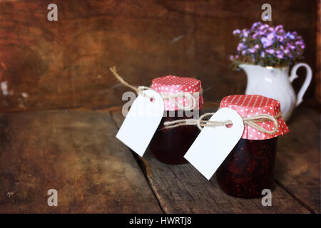 retro rustic homemade jam jar Stock Photo