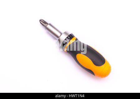 Orange and black screwdriver isolated on white background Stock Photo