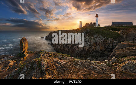 Pointe Saint Mathieu with its signal station, lighthouse and abbey ...