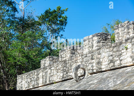 Ancient Mayan ball court in the ruins of Coba, Mexico Stock Photo
