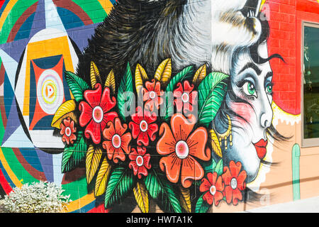 Colorful graffiti on a building in Ajo, Arizona, USA. Stock Photo