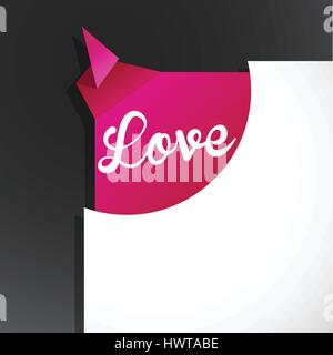 Love word uncovered from torn paper corner. Stock Vector