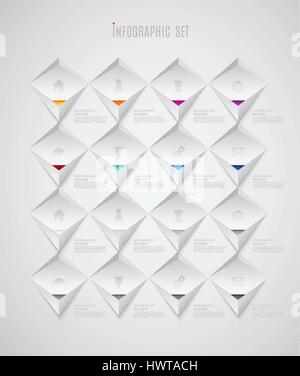 Infographic template with set of colorful icons - light version. Stock Vector