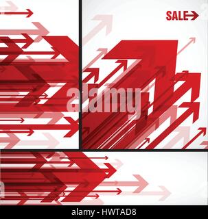 Three abstract red arrows background wallpapers. Stock Vector
