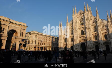 Galleria Vittorio Emanuele II, a luxurious shopping mall, and Duomo or Milan Cathedral in Milan, Italy Stock Photo