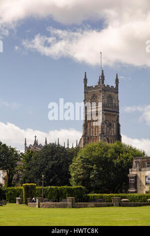 Parish Church of John the Baptist in Cirencester from Cirencester Abbey Grounds Stock Photo