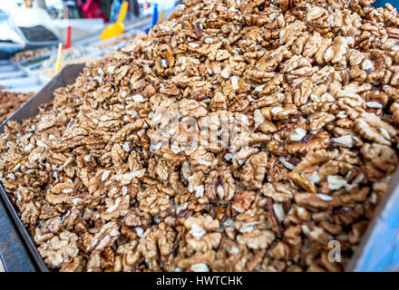 Dried walnuts in market, addition to the dishes and cakes Stock Photo