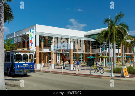 Fort Myers Regional Library at Cornog Plaza in downtown Ft. Myers, Florida, USA Stock Photo