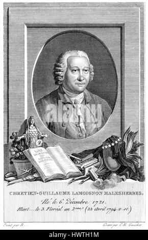 GUILLAUME-CHRÉTIEN de LAMOIGNON de MALESHERBES (1721-1794) French statesman and lawyer Stock Photo