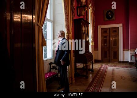 President-elect Donald Trump looks on in the Oval Office of the White ...