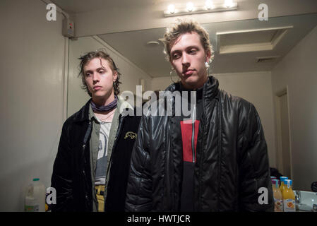 London, UK. 22nd Mar, 2017. Portrait of band The Garden before the concert at Scala London. It is an American duo from Orange County, California, formed in 2011 by twin brothers Wyatt and Fletcher Shears. Credit: Alberto Pezzali/Pacific Press/Alamy Live News Stock Photo